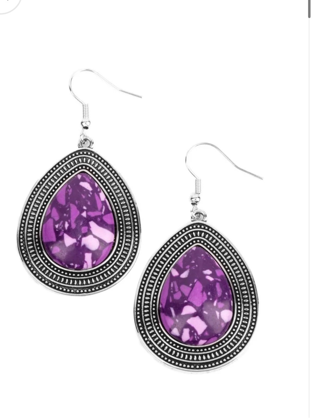 paparazzi Purple Mosaic Teardrop Dangle Earrings